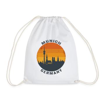 München, Deutschland Retro Skyline - Turnbeutel - Weiß - Vorne
