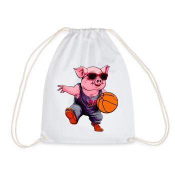 Basketball Schwein - Turnbeutel - Weiß - Vorne