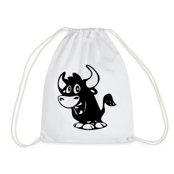 Bull - Drawstring Bag - white - Front