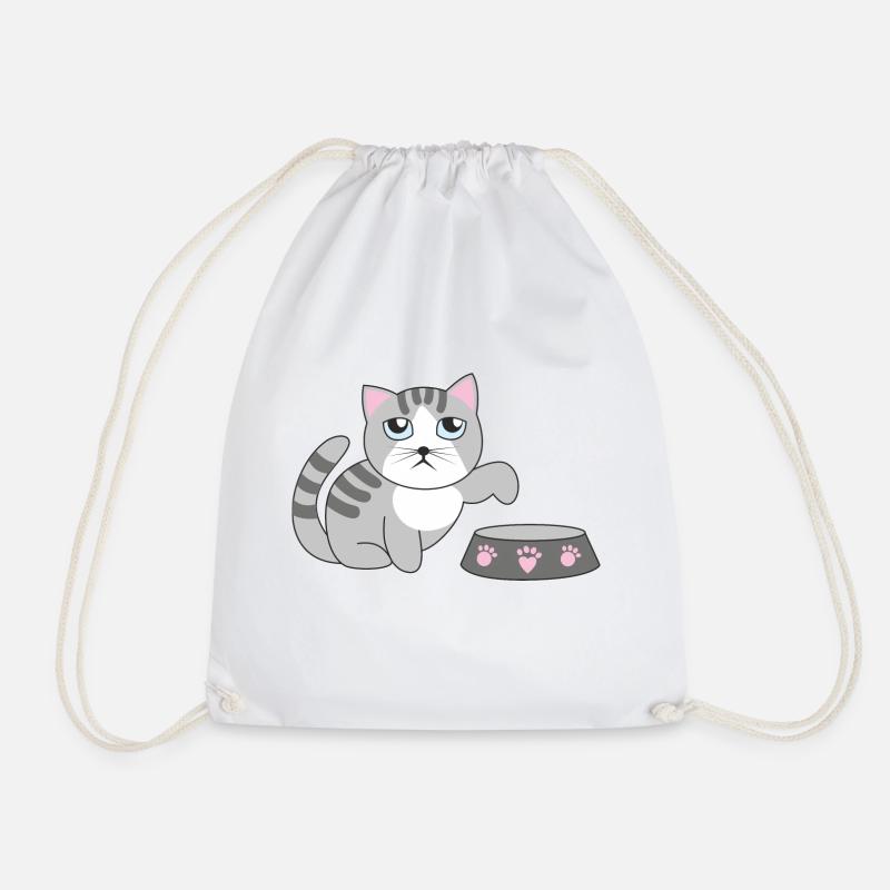 Hungry cat - Drawstring Bag - white