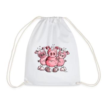 Schweine Trio - Turnbeutel - Weiß - Vorne