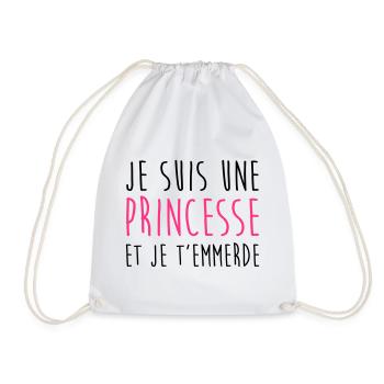 Je suis une Princesse et je t'emmerde Fille Femme - Sac de sport léger - blanc - Devant