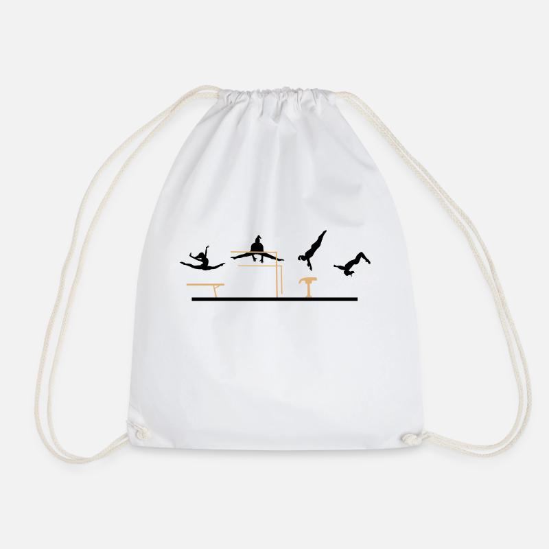 Gymnastics, Gymnast - Drawstring Bag - white