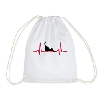 Cute Cat & Heartbeat, Heart - Sac de sport léger - blanc - Devant