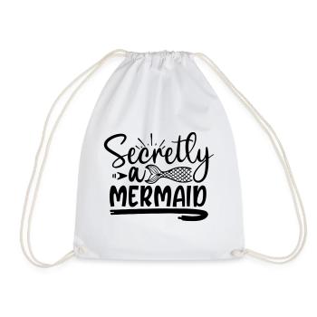 secretly a mermaid - Drawstring Bag - white - Front