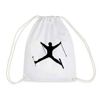 Ski jumping winter sports shadow figure - Drawstring Bag - white - Front