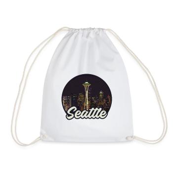 Seattle Cityscape - Drawstring Bag - white - Front