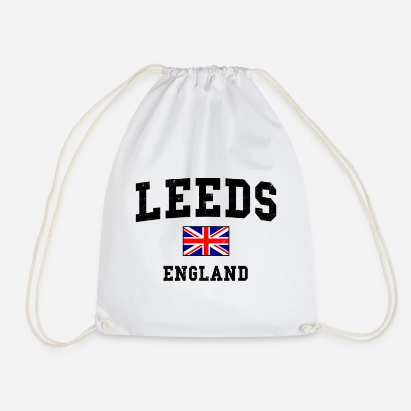 Leeds England Flag Design - Drawstring Bag - white