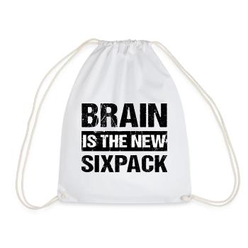 Brain is the new sixpack Smart Schlau Clever Humor - Drawstring Bag - white - Front