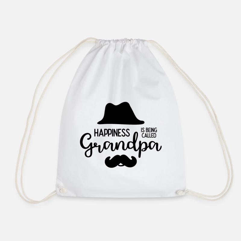Happines is Being Called Grandpa - Drawstring Bag - white
