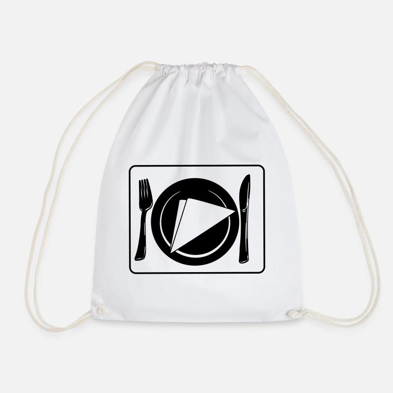 Couteau et fourchette sur napperon avec assiette et serviette - Sac de sport léger - blanc