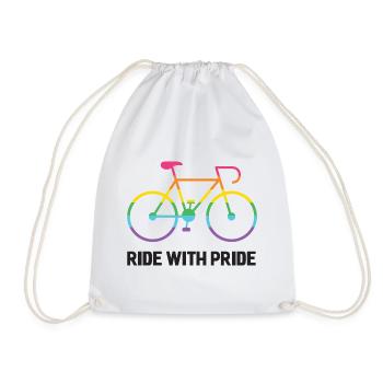 LGBTQ Cyclist - Ride With Pride - Drawstring Bag - white - Front