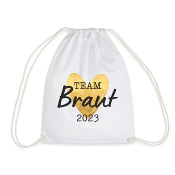 Team Braut 2023 goldenes Herz - Turnbeutel - Weiß - Vorne