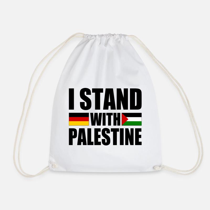 I stand with palestine - Drawstring Bag - white