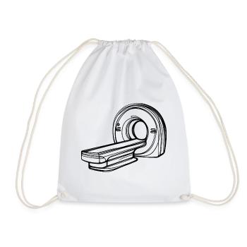 Radiology MRI Scanner One Line Art Manip Radio - Drawstring Bag - white - Front