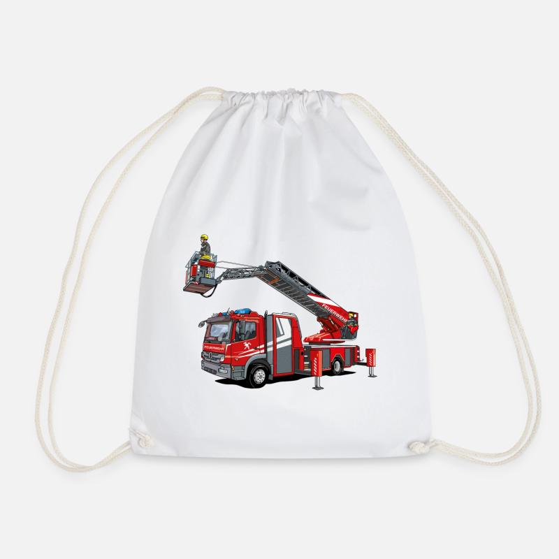 Fire brigade turntable ladder with rescue cage - Drawstring Bag - white