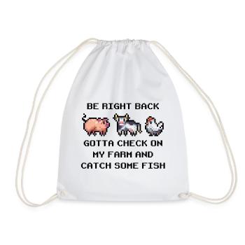 Pixel Farm – Retro Farm Animals - Drawstring Bag - white - Front