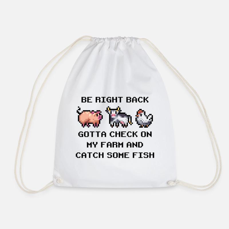 Pixel Farm – Retro Bauernhof-Tiere - Turnbeutel - Weiß