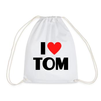 I love Tom Rotes Herz Liebe Fan Geschenk - Turnbeutel - Weiß - Vorne