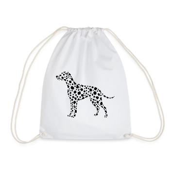 Dalmatian silhouette minimalist dog owner - Drawstring Bag - white - Front