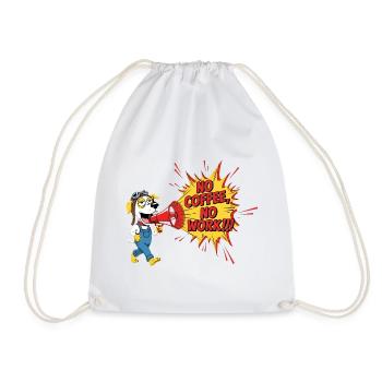 NO COFFEE NO WORK Animals Cofee Rally Humorous - Drawstring Bag - white - Front