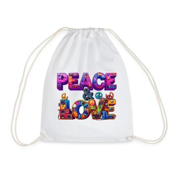 Peace & Love - Turnbeutel - Weiß - Vorne