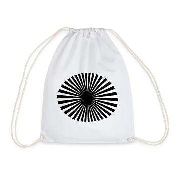 Black and white circular spokes - Drawstring Bag - white - Front