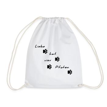 Love Has Four Paws Font Motif - Drawstring Bag - white - Front
