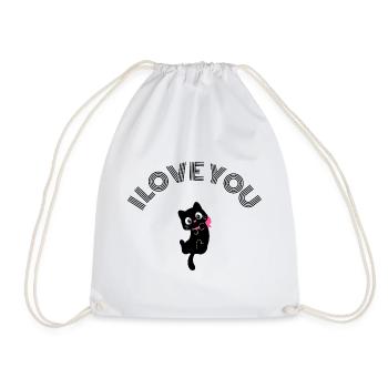 Adorable Chat Noir Rétracte Nœud Rose Rose Valentine - Sac de sport léger - blanc - Devant