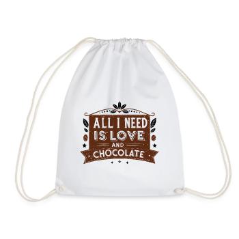 all i need is love and chocolate - Drawstring Bag - white - Front
