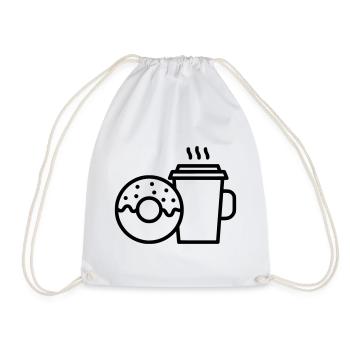 Donut und Kaffee Becher - Turnbeutel - Weiß - Vorne