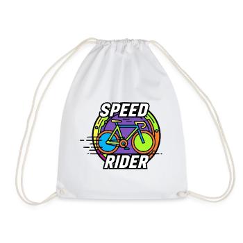 Speed Rider Fahrrad Neon Farben Rennrad Motiv - Turnbeutel - Weiß - Vorne