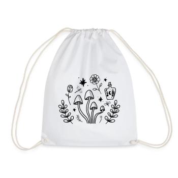 Witchy Mushroom Botanical Cottagecore Design - Drawstring Bag - white - Front