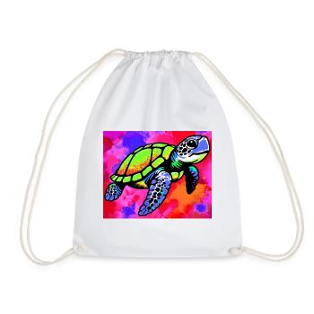 turtle - Drawstring Bag - white - Front