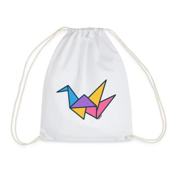 Colorful Origami Crane Geometry - Drawstring Bag - white - Front