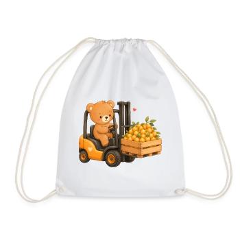 Ours avec des prunes mirabelles sur le chariot élévateur - Sac de sport léger - blanc - Devant