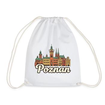 Poznan Poland Old Town Goats Retro Travel Badge - Drawstring Bag - white - Front