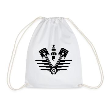 Motor Kolben Werkstatt Symbol - Turnbeutel - Weiß - Vorne