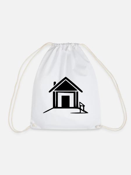 Haus minimal Bauherr Richtfest Geschenk Einzug - Turnbeutel - Weiß