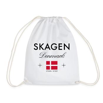 Skagen, Denmark, coordinates, travel, souvenir - Drawstring Bag - white - Front
