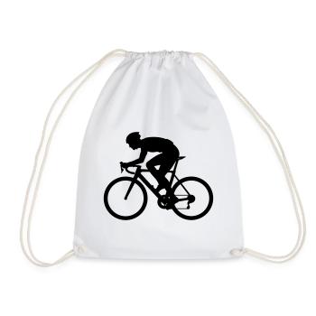 Road Bike Silhouette Cycling - Drawstring Bag - white - Front