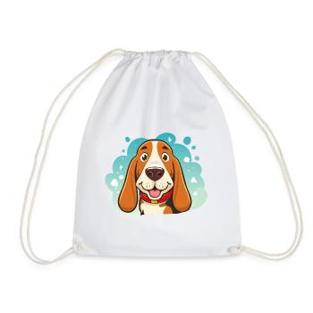 Kleiner Basset Hound (Porträt/Nah) - Turnbeutel - Weiß - Vorne