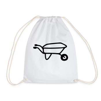Wheelbarrow - line - Drawstring Bag - white - Front