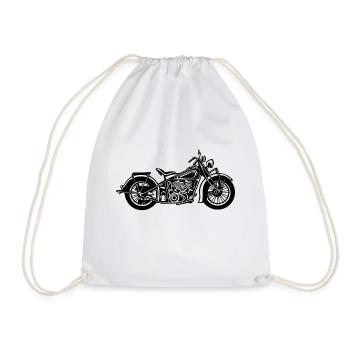 Chopper / Bobber Motorrad 03_schwarz - Turnbeutel - Weiß - Vorne