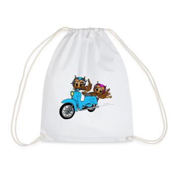 Hiboux avec un cyclomoteur - Sac de sport léger - blanc - Devant