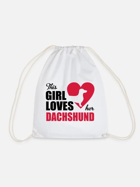 dachshund - Drawstring Bag - white