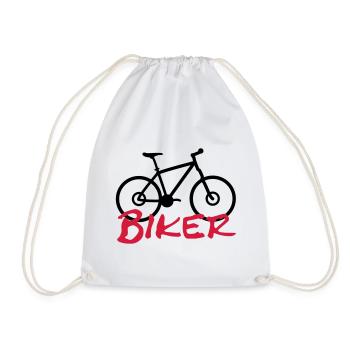 biker - Drawstring Bag - white - Front
