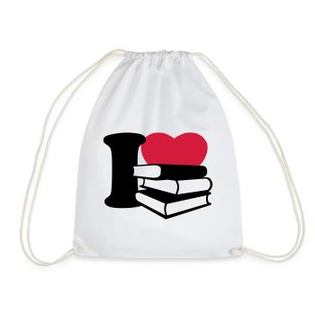 I love books - Drawstring Bag - white - Front