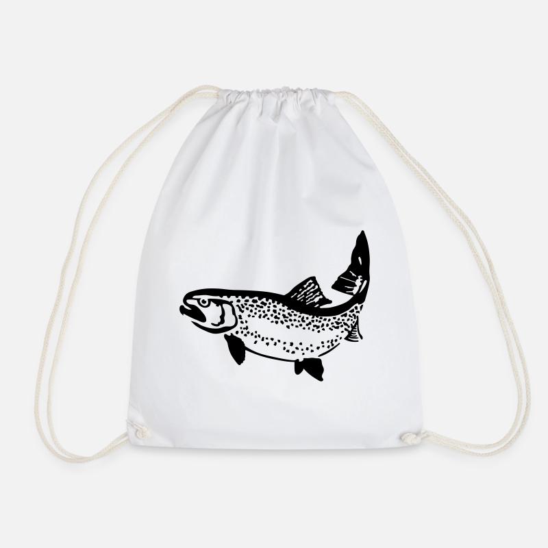 trout - Drawstring Bag - white