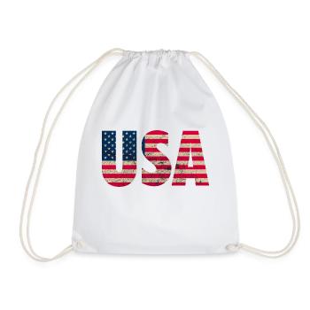 USA Amerika Stars and Stripes Used Look - Turnbeutel - Weiß - Vorne